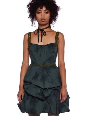 Current Mood Along The Way Green Bubble Buckle Strap Mini Dress, L (BNWT)